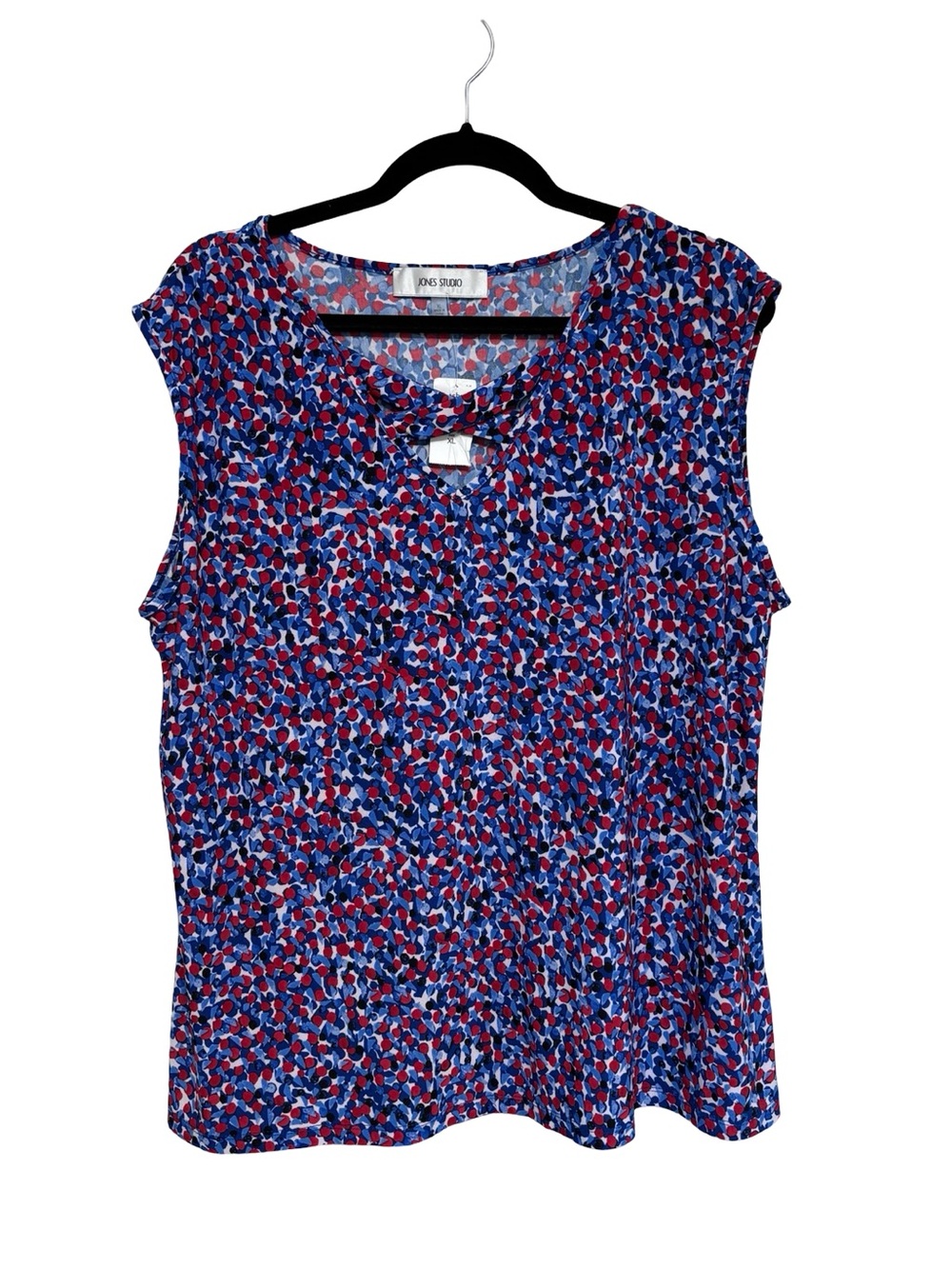 NEW Jones Studio Sleeveless Blouse in Red and Blue Print - Size XL